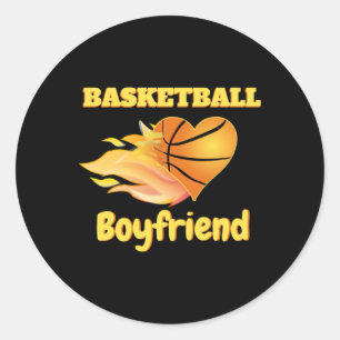 Basketball Boyfriend Fiery Heart Basketball Gift Classic Round Sticker