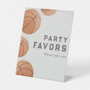 Basketball Boy's Birthday Party Favors Table Pedestal Sign