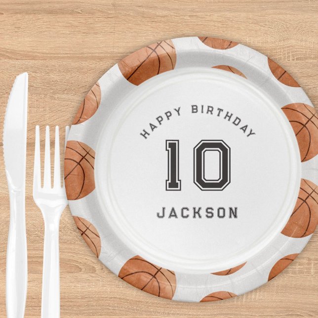 Basketball Boy's Modern Sports Themed Birthday Paper Plate (Creator Uploaded)