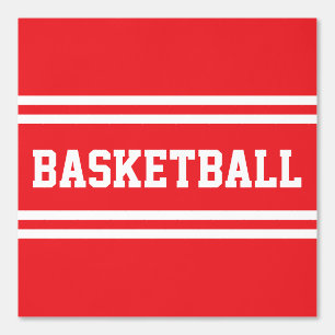 BASKETBALL Bright Red White Text Racing Stripes Wallpaper