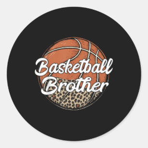 Basketball Brother Leopard Basketball Lover  Classic Round Sticker