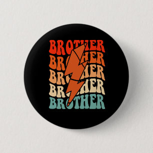 Basketball Brother Retro Groovy Lightning Bolt Fat 6 Cm Round Badge