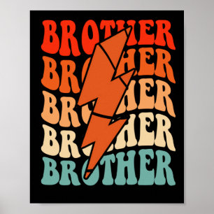 Basketball Brother Retro Groovy Lightning Bolt Fat Poster