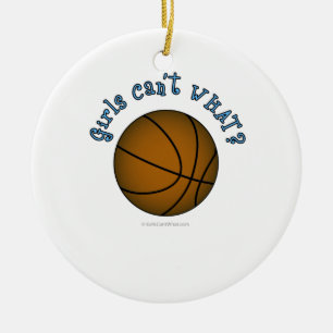 Basketball - Brown/Sky Blue Ceramic Ornament