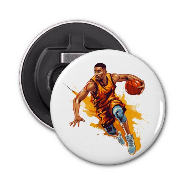 Basketball Button Bottle Opener (Front)
