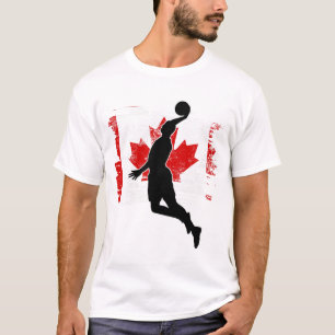 Basketball Canada Canadian Flag Dunking Funny Gift T-Shirt