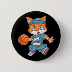 Basketball Cat 6 Cm Round Badge