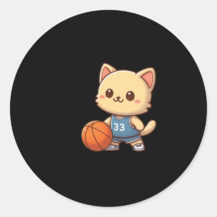 Basketball Cat Ba  Classic Round Sticker