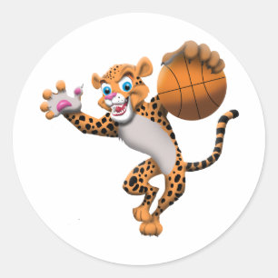 basketball cat classic round sticker