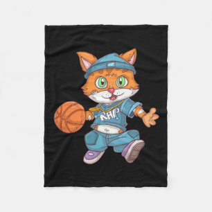 Basketball Cat Fleece Blanket