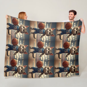 Basketball Cat, Fleece Blanket