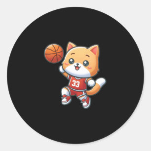 Basketball Cat No 33 Lay Up  Classic Round Sticker