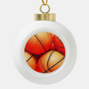 Basketball Ceramic Ball Christmas Ornament