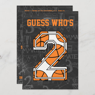 Basketball Chalkboard 2nd Birthday Party Invitation