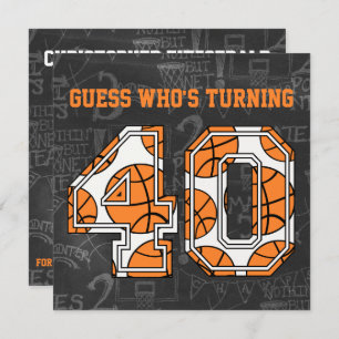 Basketball Chalkboard 40th Birthday Party Invitation