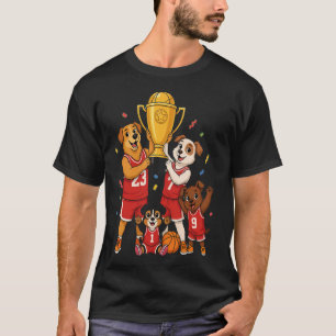 Basketball Champions Dog Family Trophy Celebration T-Shirt