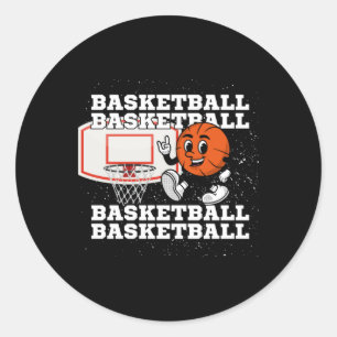 Basketball Character Hoop  Classic Round Sticker