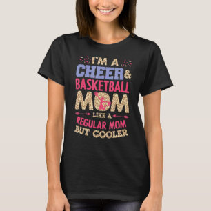 Basketball Cheer Fan Leopard Graphic Moms Cheerlea T-Shirt