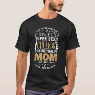 Basketball Cheer Fan Leopard Graphic Moms Cheerlea T-Shirt