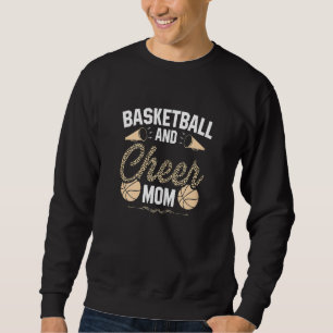Basketball Cheer Fan Leopard Pattern Moms Cheerlea Sweatshirt