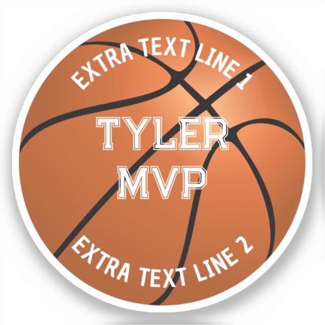 Basketball, Child's Name, MVP/Number, 2 Text Lines (Front)