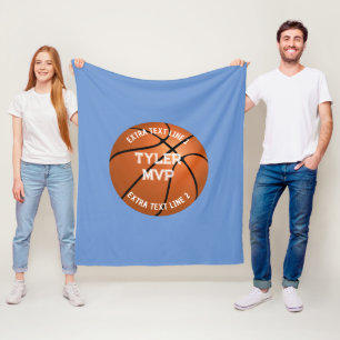 Basketball, Child's Name, MVP/Number, 2 Text Lines Fleece Blanket