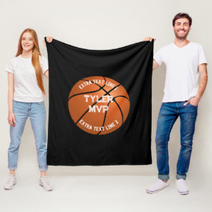 Basketball, Child's Name, MVP/Number, 2 Text Lines Fleece Blanket