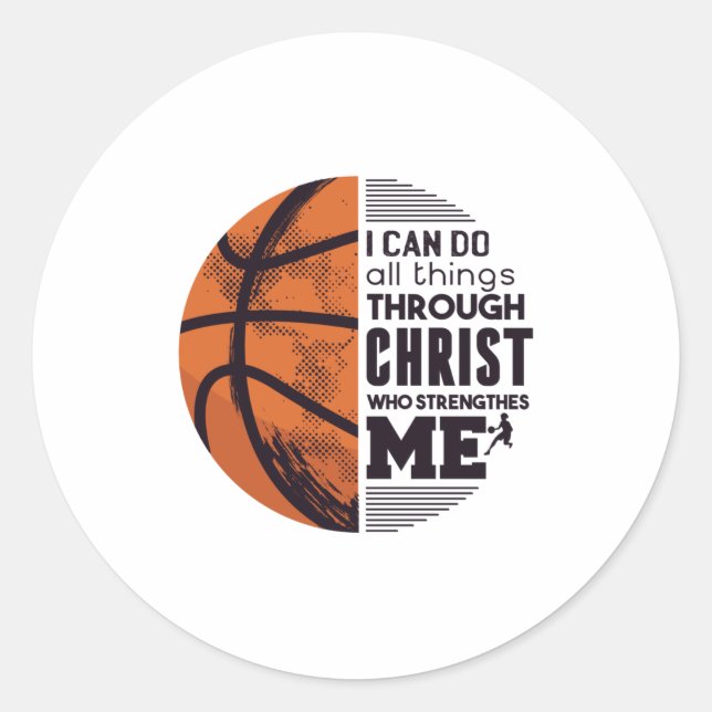 Basketball Christ Classic Round Sticker (Front)