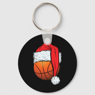 Basketball Christmas Ball Santa Hat Xmas Boys Men Key Ring