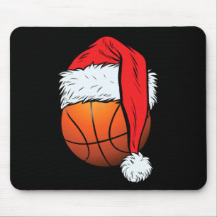 Basketball Christmas Ball Santa Hat Xmas Boys Men Mouse Pad