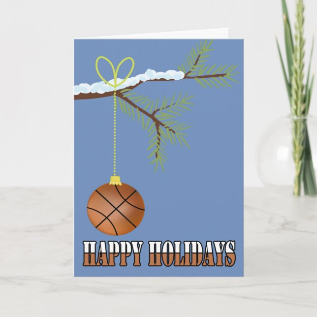 Basketball Christmas Bauble Holiday Card (Front)