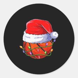 Basketball Christmas Boy Apparel, Funny Santa Srt Classic Round Sticker
