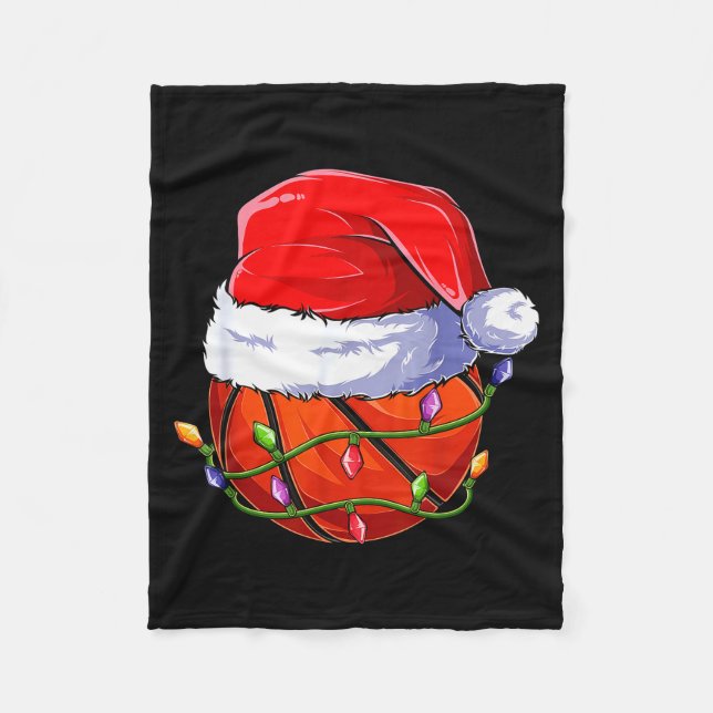 Basketball Christmas Boy Apparel, Funny Santa Srt  Fleece Blanket (Front)
