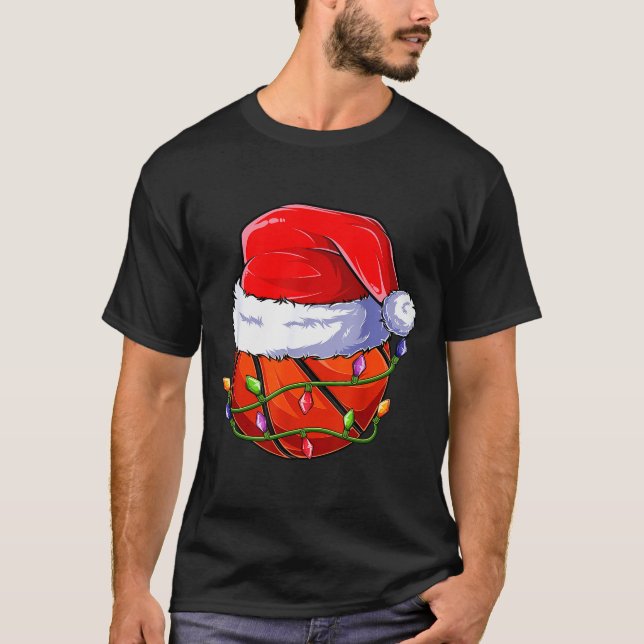 Basketball Christmas Boy Apparel, Funny Santa Srt  T-Shirt (Front)
