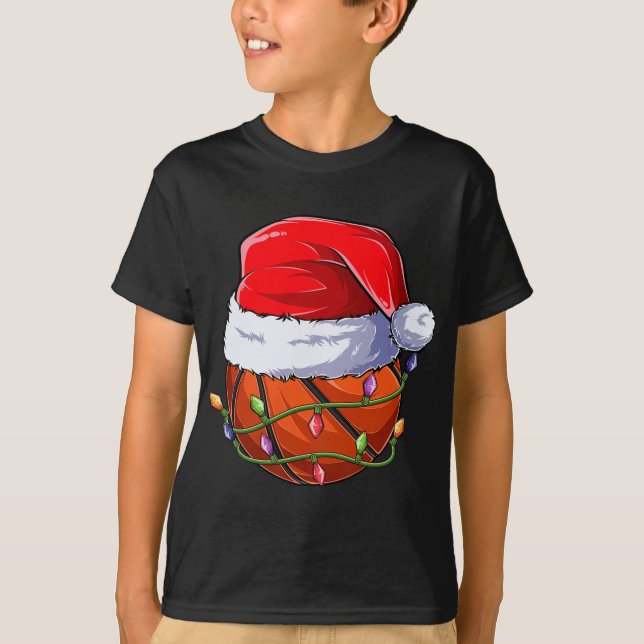 Basketball Christmas Boy Apparel, Funny Santa Srt  T-Shirt (Front)