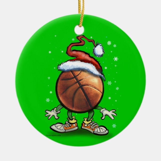 Basketball Christmas Ceramic Tree Decoration (Front)