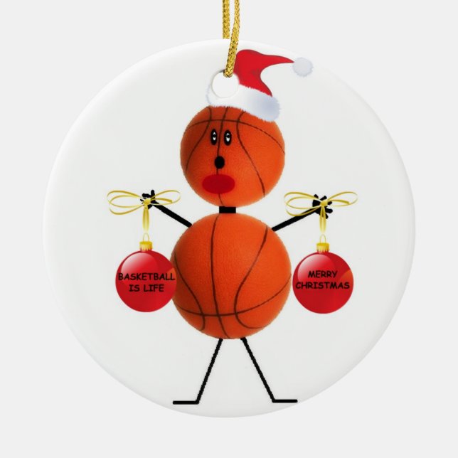 Basketball Christmas Ceramic Tree Decoration (Front)