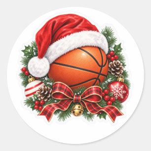 Basketball Christmas Classic Round Sticker