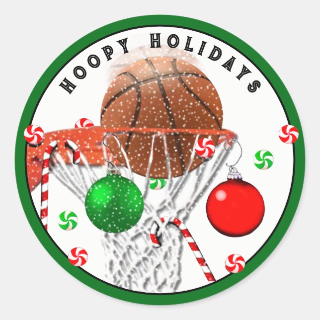 Basketball Christmas Classic Round Sticker (Front)