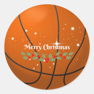 Basketball Christmas Greetings Classic Round Sticker