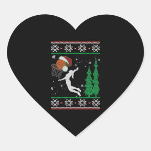 Basketball Christmas Heart Sticker