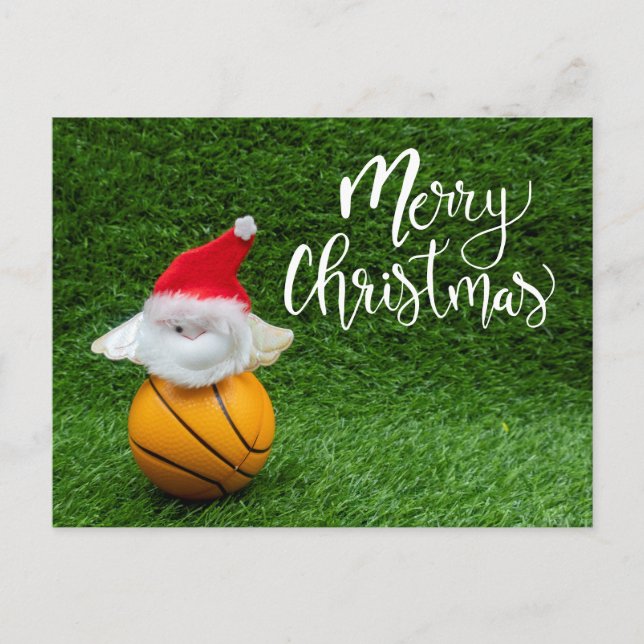 Basketball Christmas Holiday card with Santa Claus (Front)