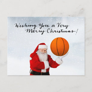 Basketball Christmas Holiday card with Santa Claus