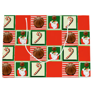 Basketball Christmas Holiday Large Gift Bag