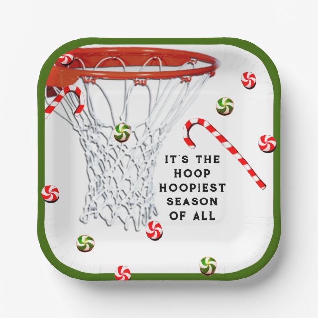 Basketball Christmas Holiday Party Paper Plate (Front)