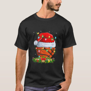 Basketball Christmas Lights Funny Basketball Playe T-Shirt