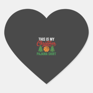 Basketball Christmas Pajama Shirt Heart Sticker