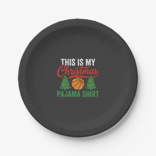 Basketball Christmas Pajama Shirt Paper Plate