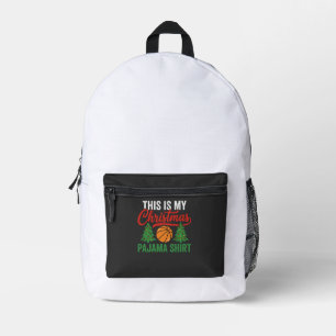 Basketball Christmas Pajama Shirt Printed Backpack
