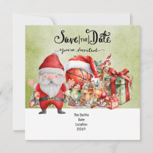 Basketball Christmas Party with Santa Claus Save The Date
